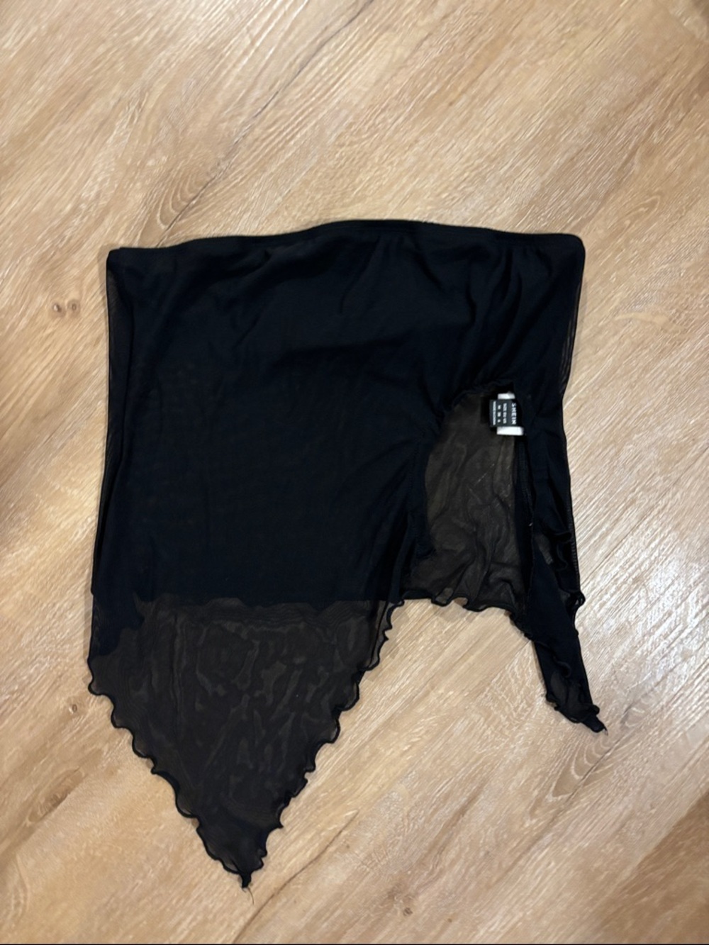 Women's Black Sheer Asymmetric top